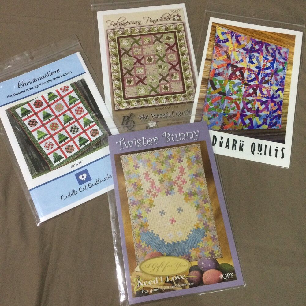 Quilt Pattern Lot of 4 New Polynesian Pinwheel Hoops Bunny Christmas Trees